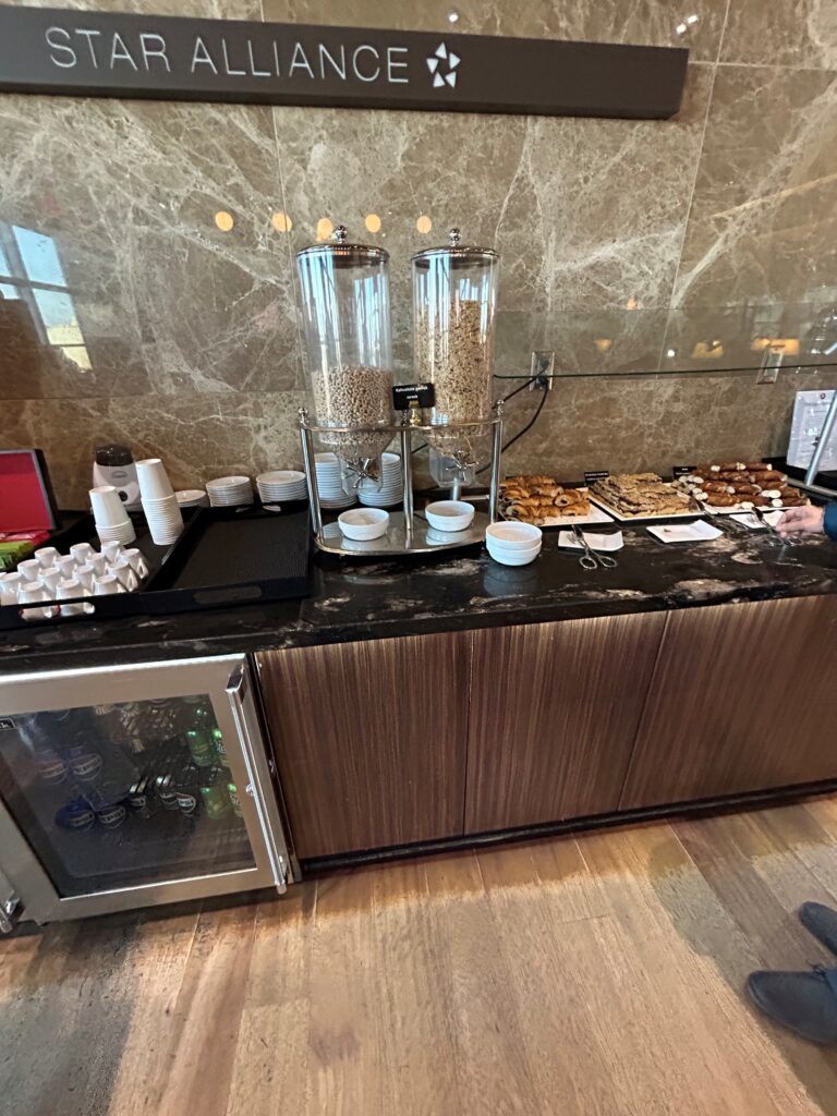 a counter with food on it