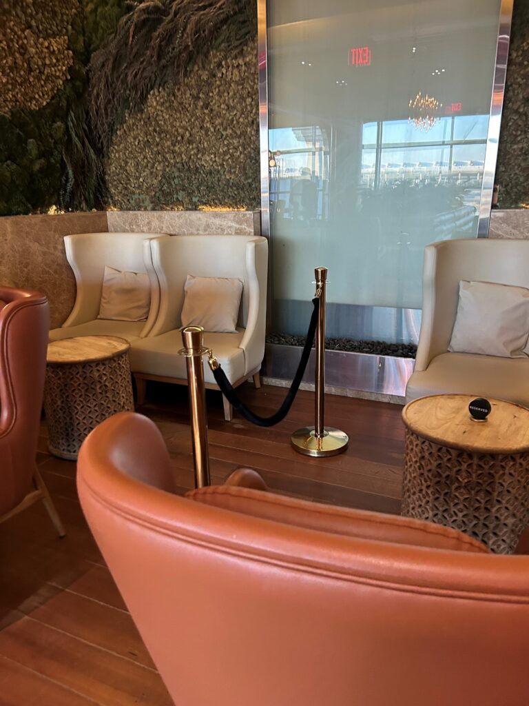 a room with chairs and a rope