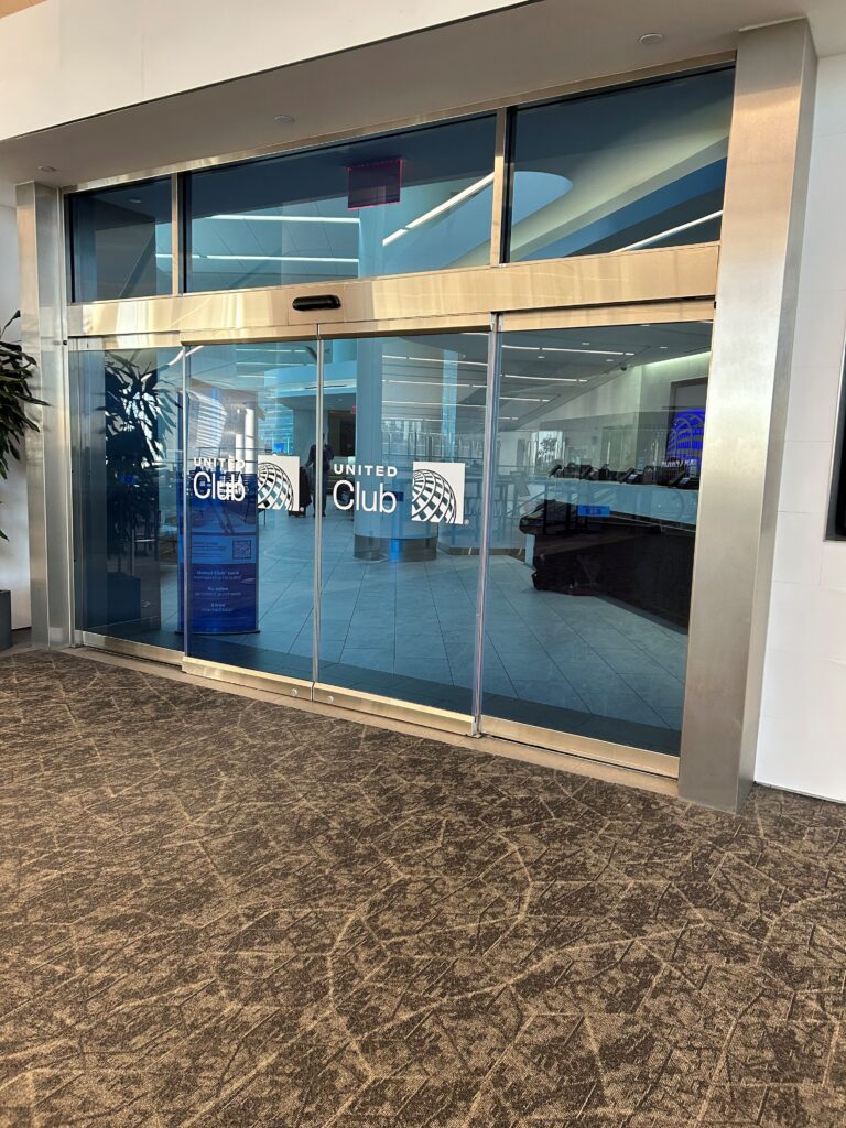 a glass doors in a building