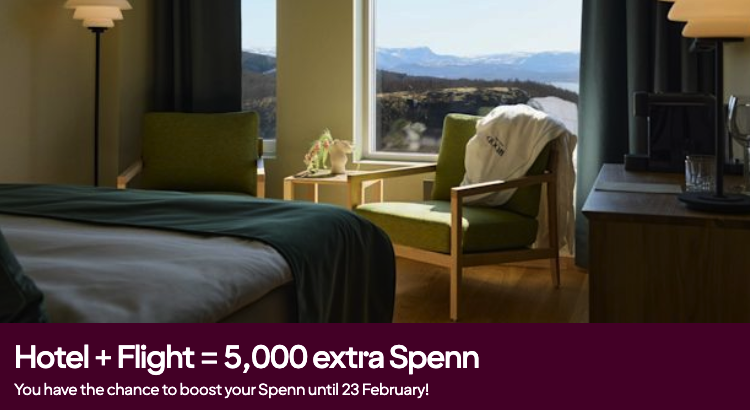 Earn 5,000 Spenn when you complete 1 Strawberry Hotels stay and 1 Norwegian flight