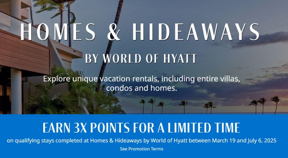 World of Hyatt offering 3x points on Homes & Hideaways stays