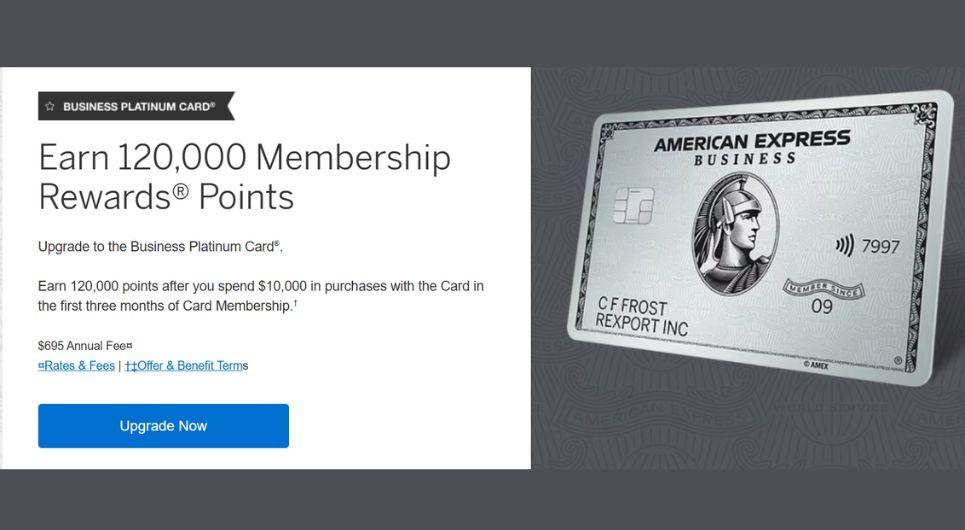 Amex Business Platinum 120K Upgrade Offer is back again