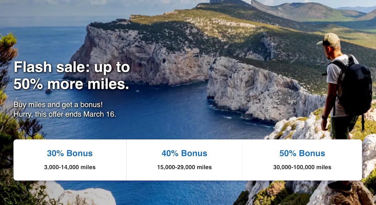 Flash Sale: Alaska Airlines Buy Miles with up to 50% Bonus Miles