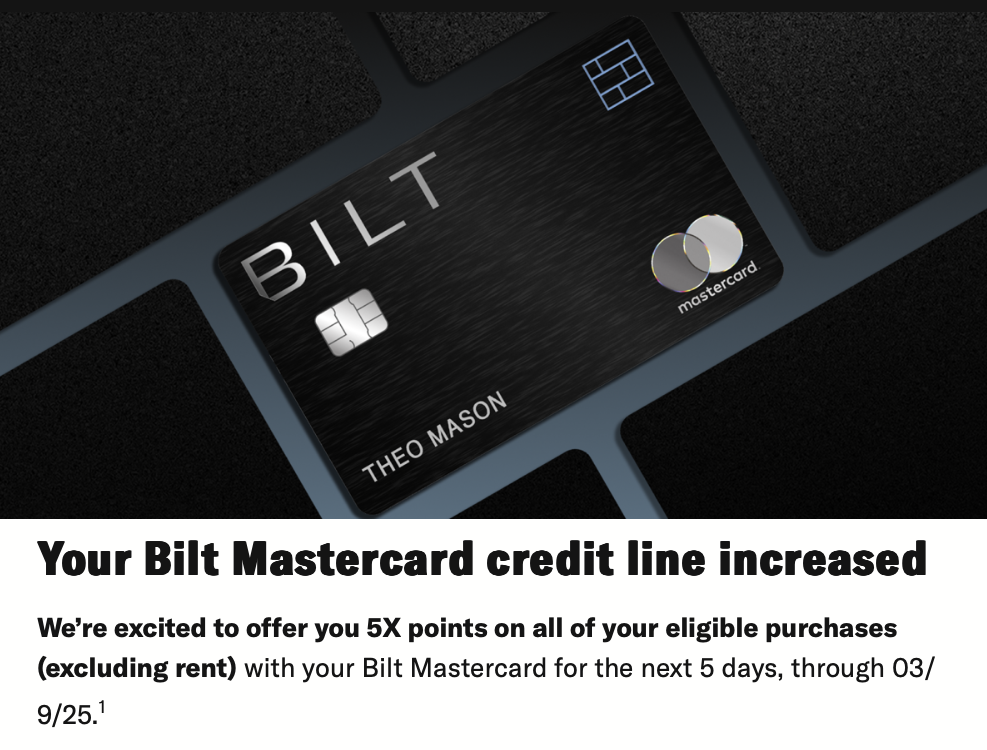 Request a Bilt Mastercard credit increase & (maybe) get 5x offer for 5 days