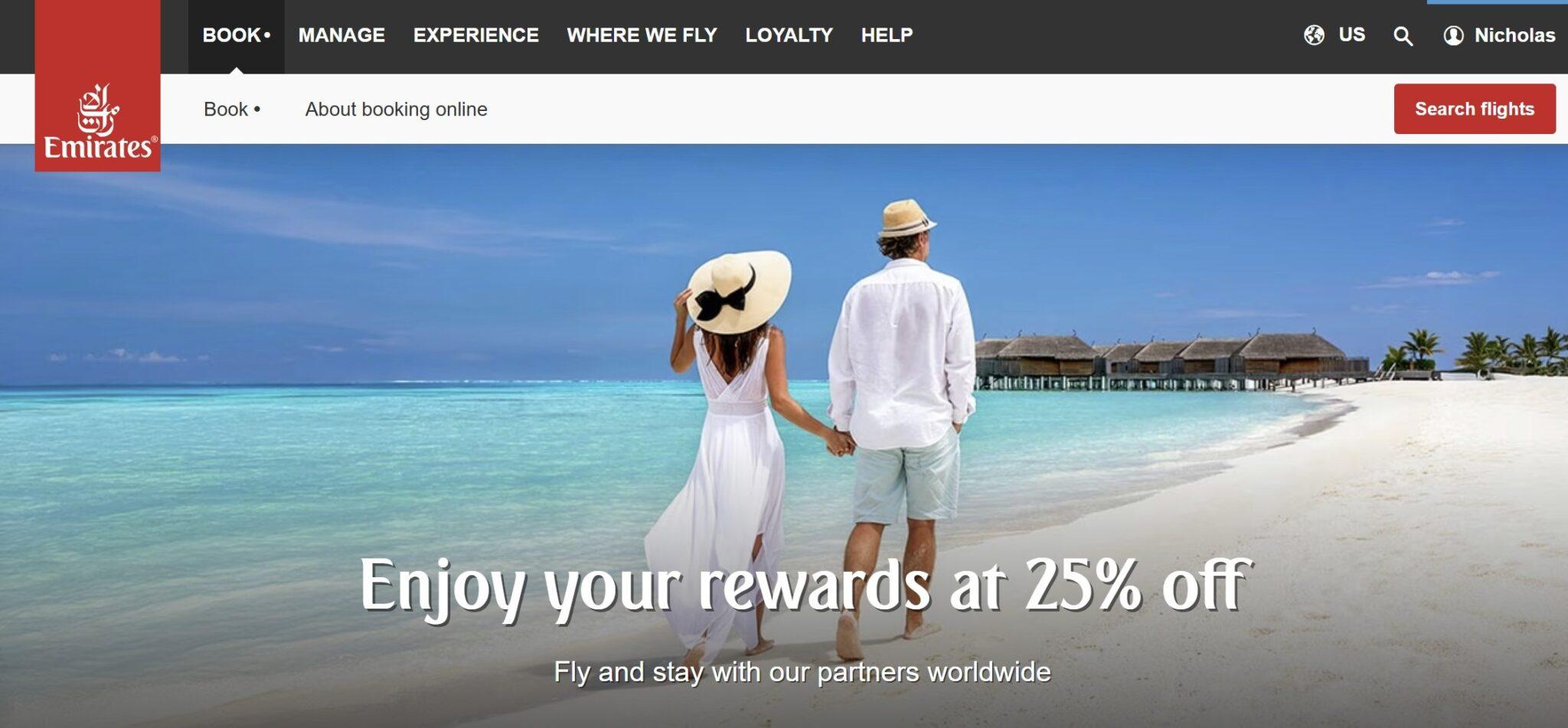 Save 25% on select partner economy class flights with Emirates Skywards