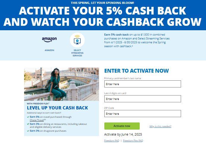 Chase Freedom Flex 2025 2nd Quarter 5% Bonus Categories – Register Now!