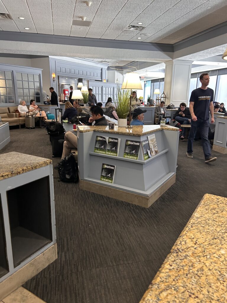 people sitting in a lobby