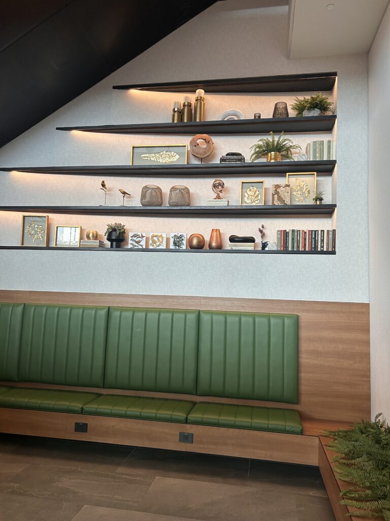 a shelf with shelves on the wall