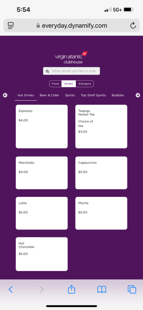 a screenshot of a menu
