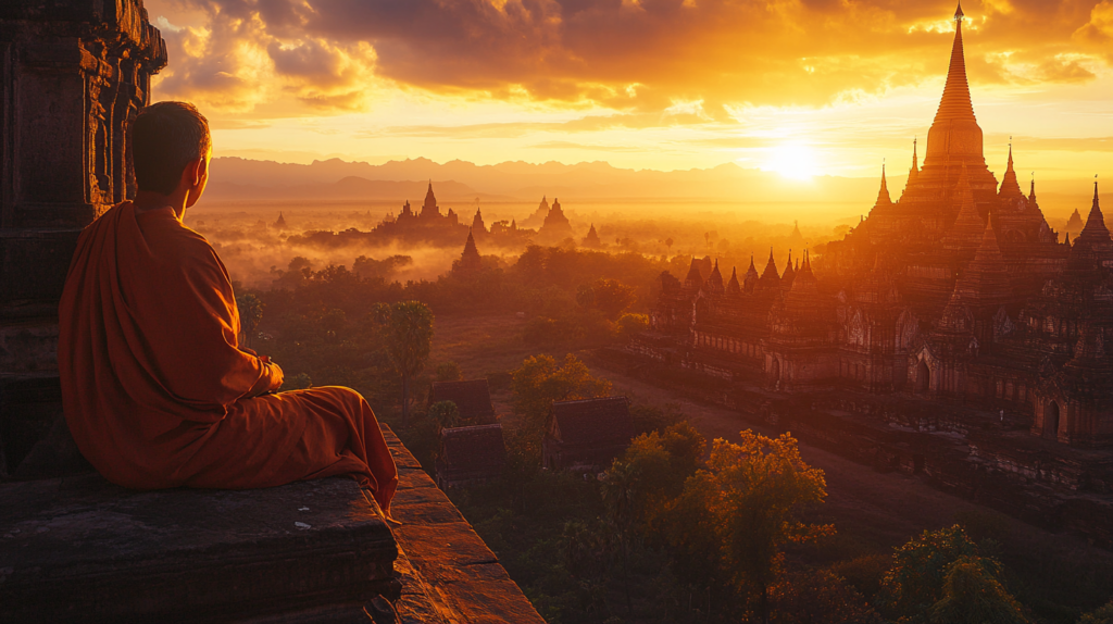 a person lying on a ledge looking at a city