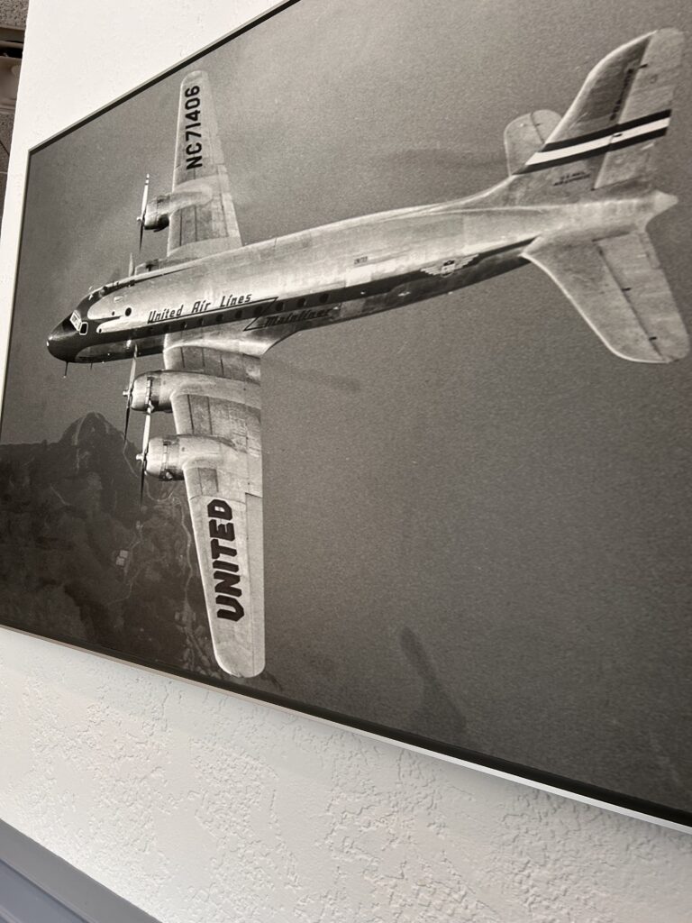a picture of an airplane on a wall