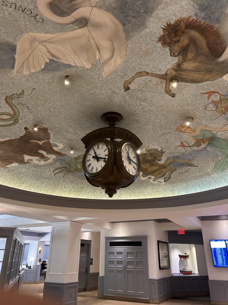 a clock from the ceiling