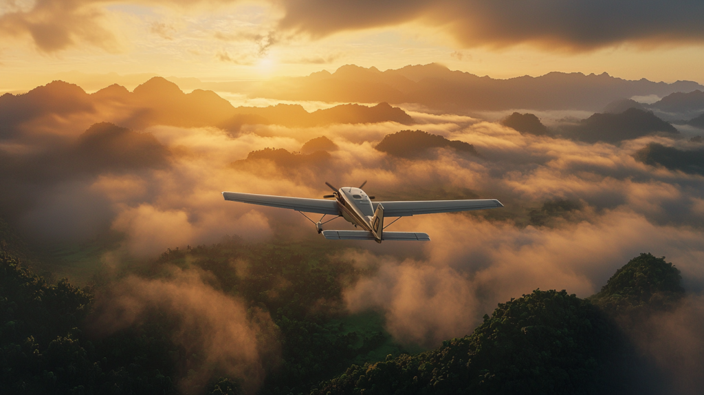 a plane flying over the clouds