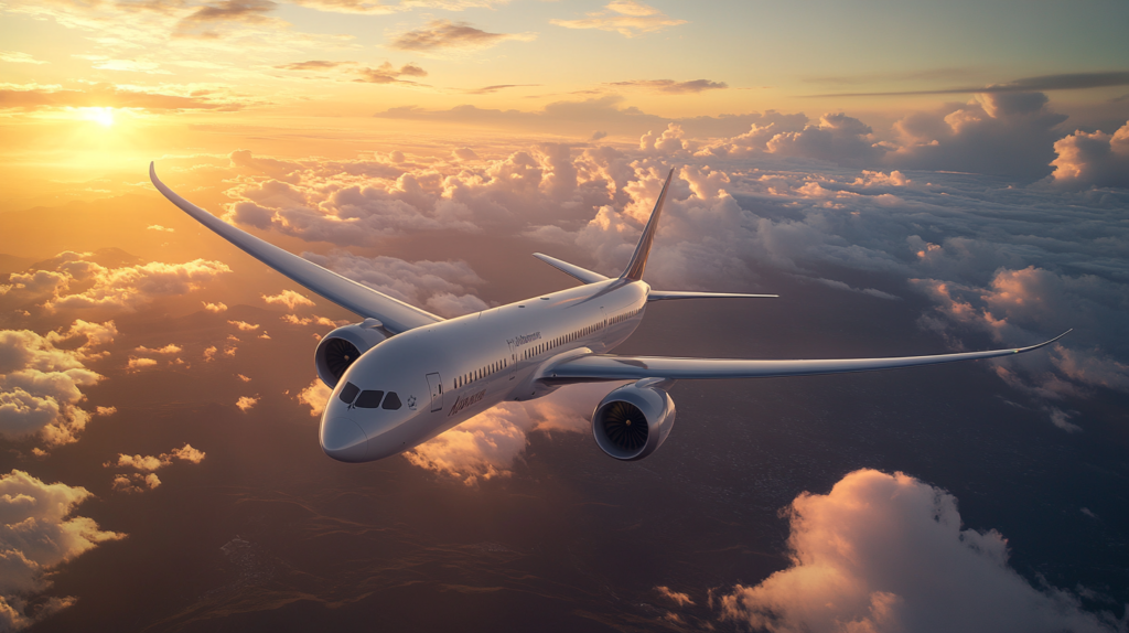 an airplane flying in the sky