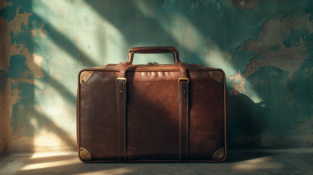 a brown suitcase with a handle