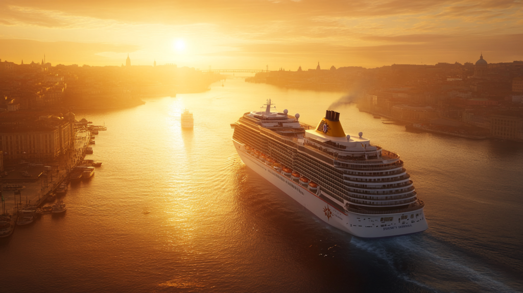 a cruise ship in the water