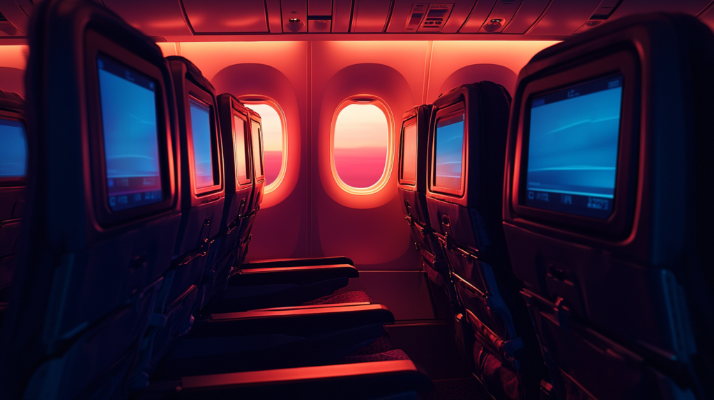 a row of seats in an airplane