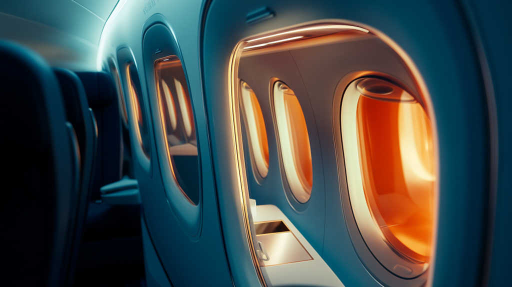 a row of windows on an airplane