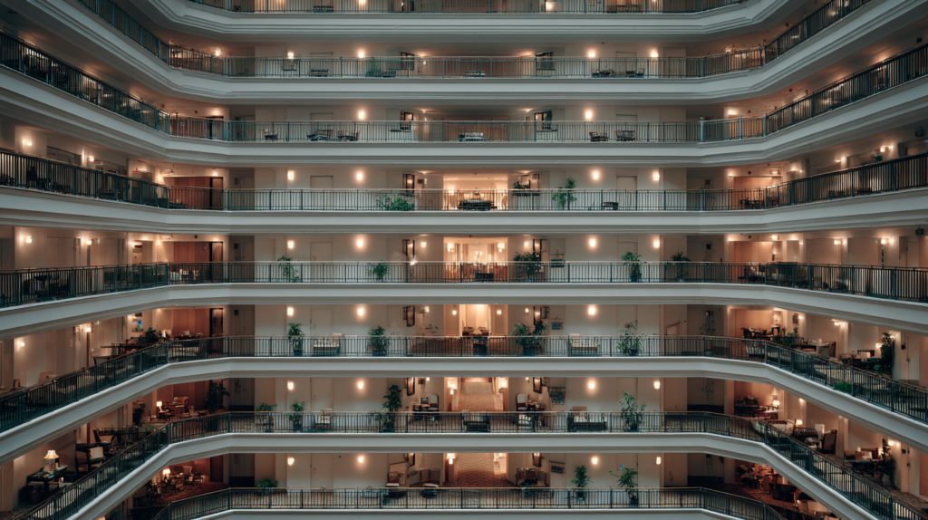a building with many balconies