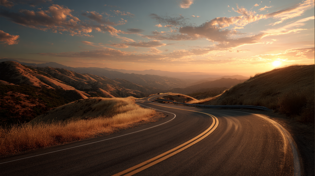 a road going through a valley