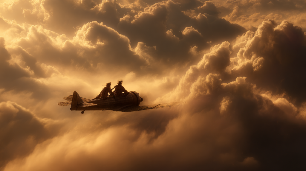 two people on a plane