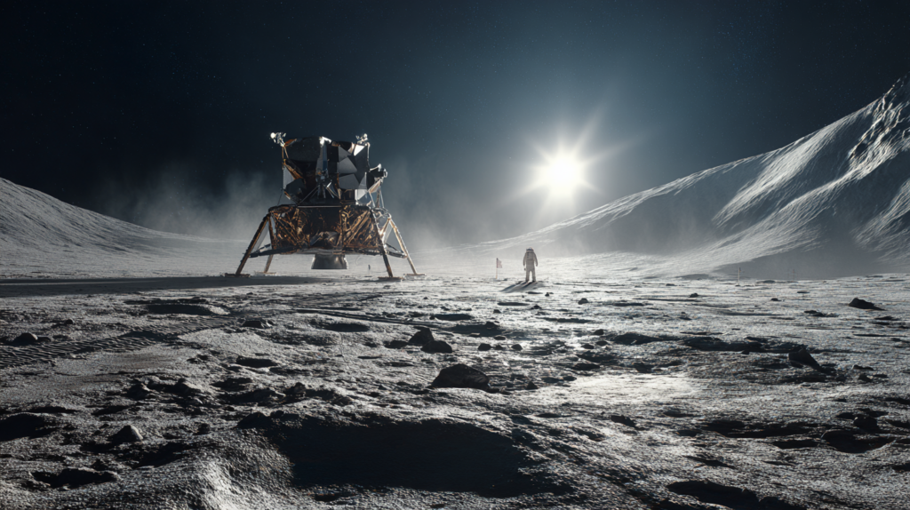 a space ship on the moon