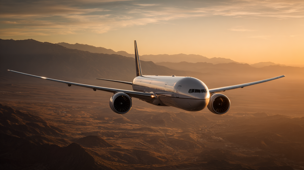 a plane flying over mountains