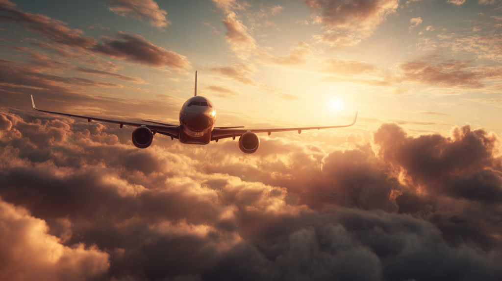 an airplane flying in the sky