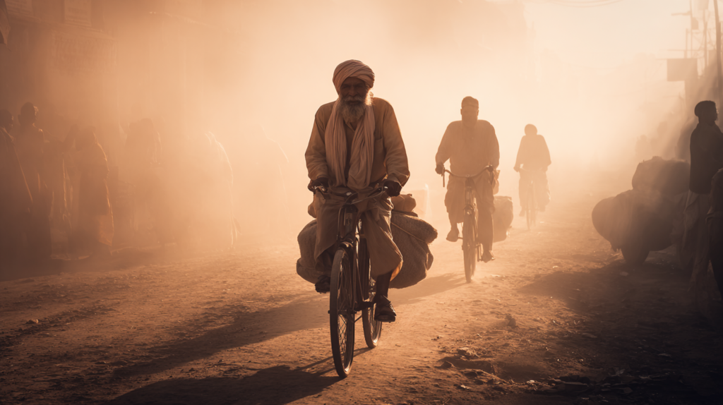 a group of men riding bicycles