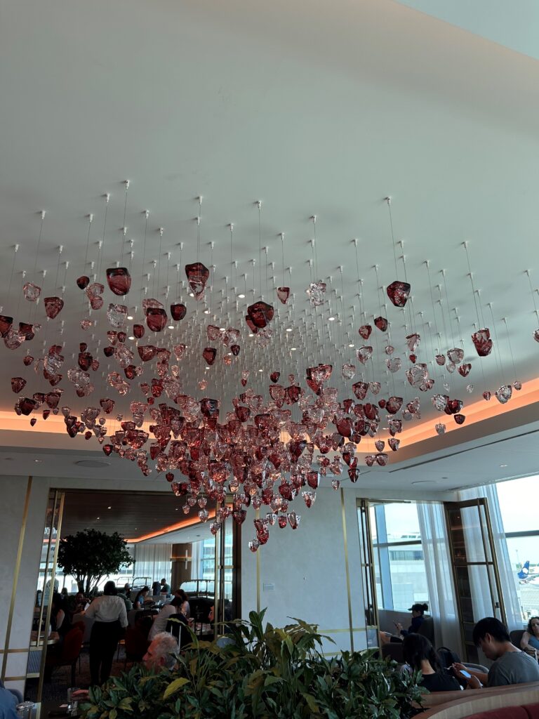a chandelier from the ceiling