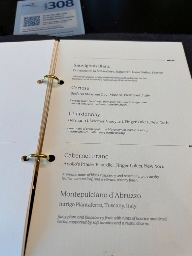 a menu in a binder