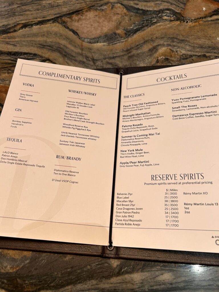 a menu open on a table