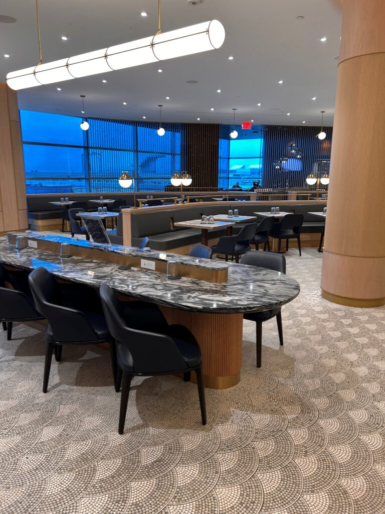 a large room with a large table and chairs