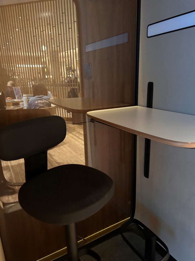 a table and chair in a room
