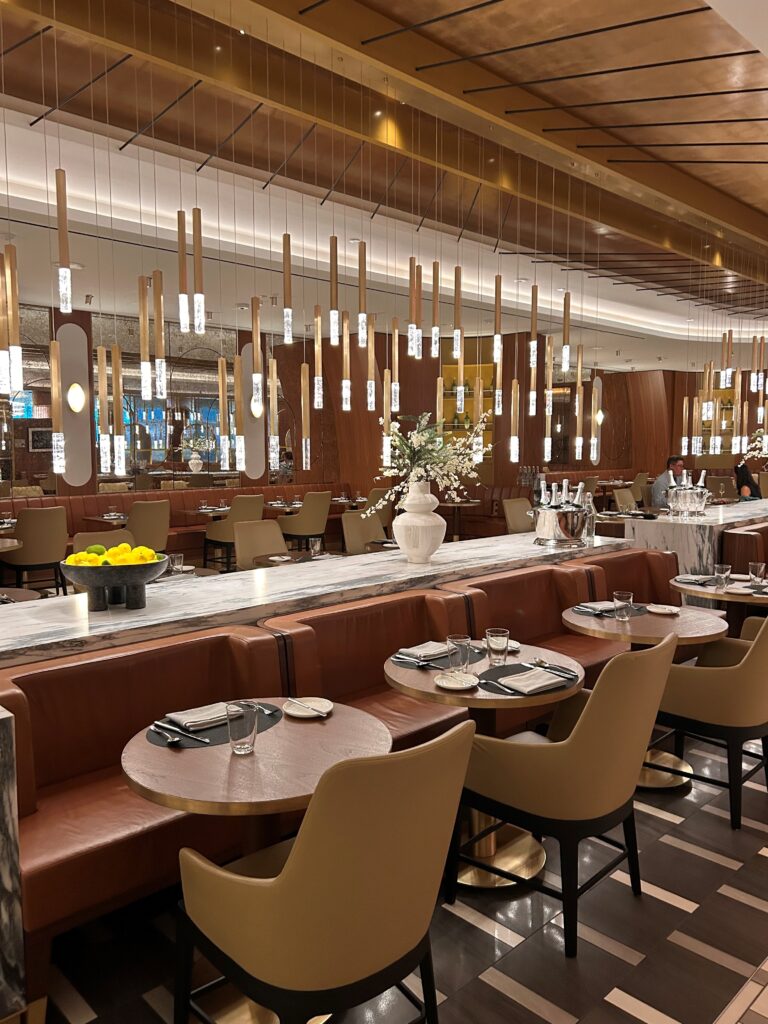 a restaurant with tables and chairs