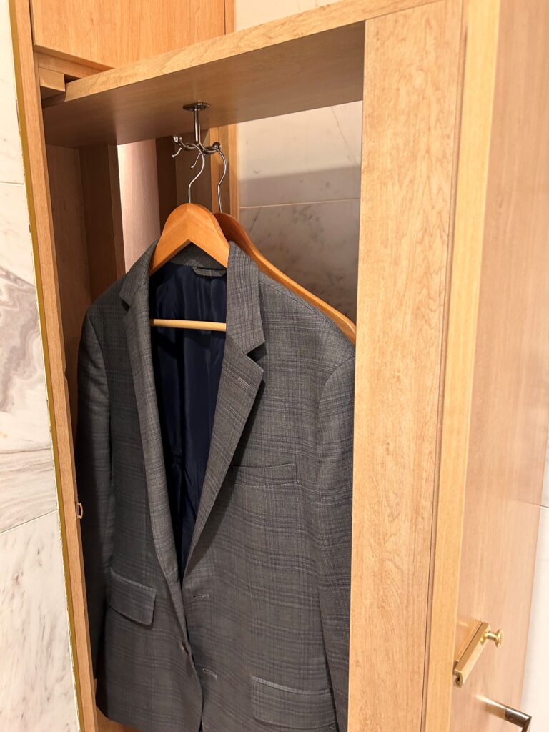 a coat in a closet