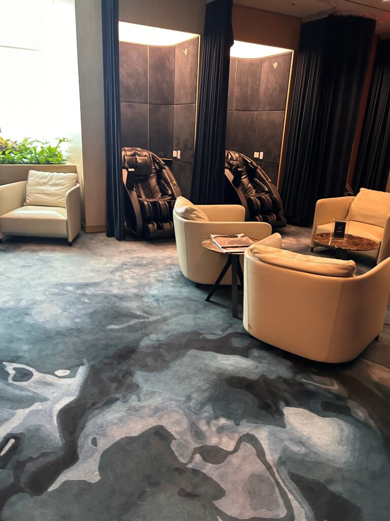 a room with chairs and a table