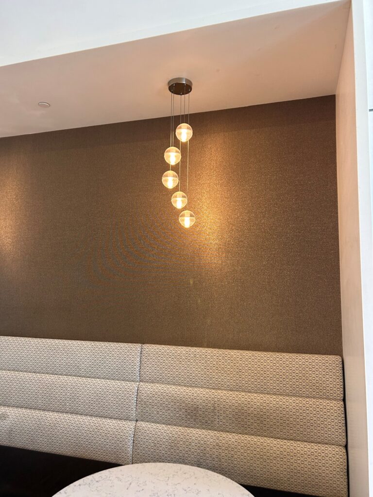 a chandelier from the ceiling