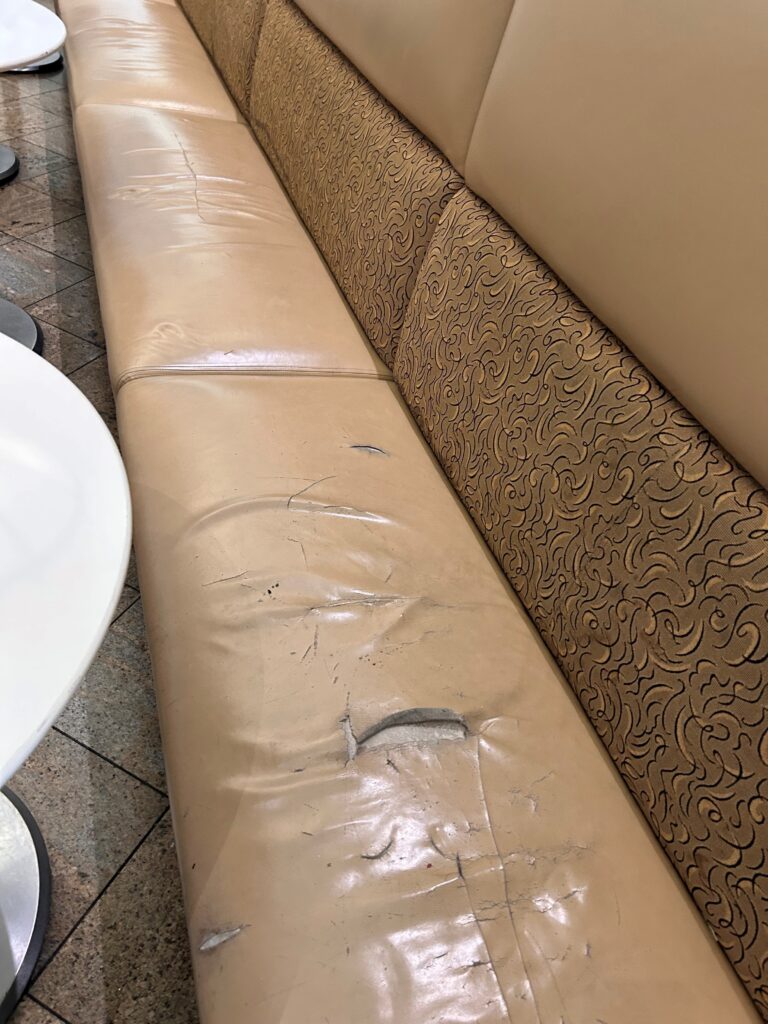 a close up of a couch