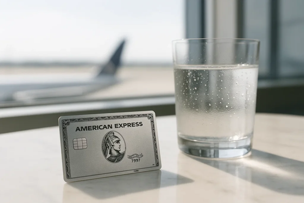 a card and a glass of water