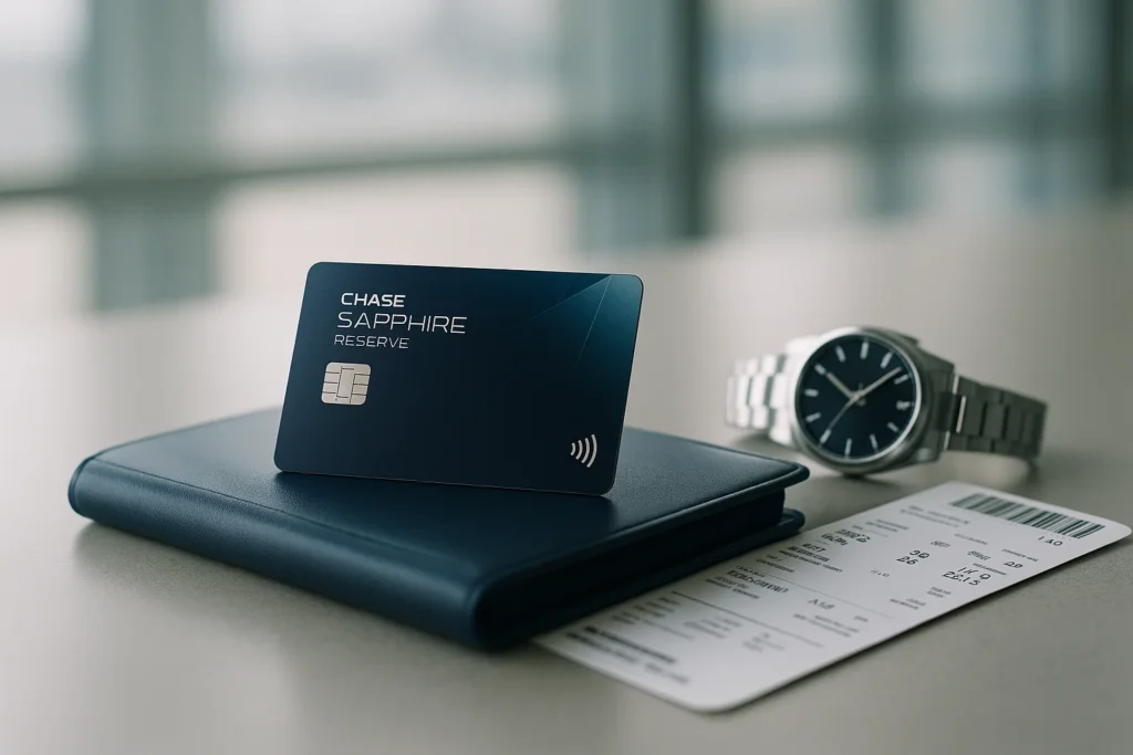 a credit card and a watch on a wallet