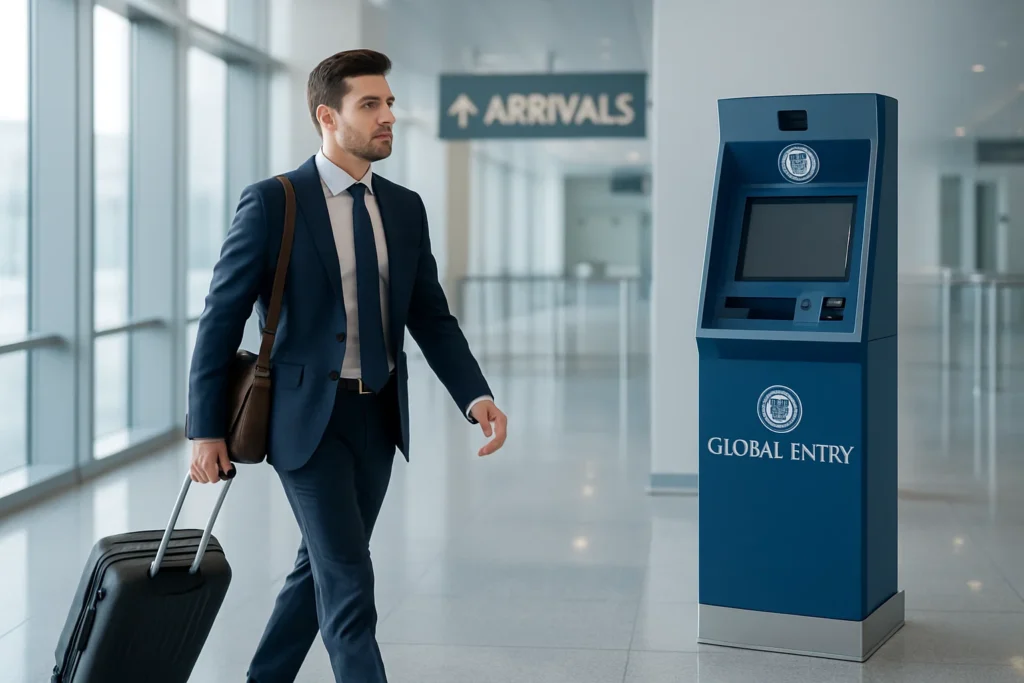 a man in a suit walking with a suitcase