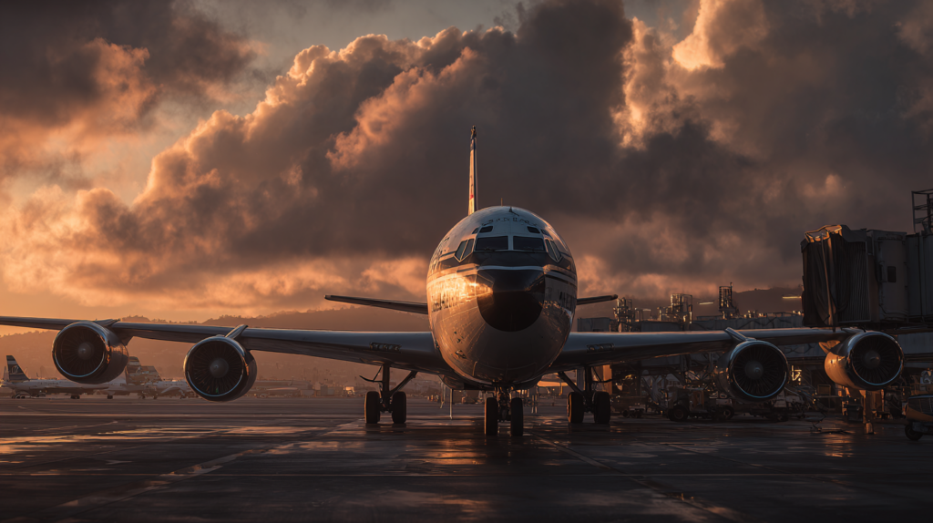 a plane on the runway
