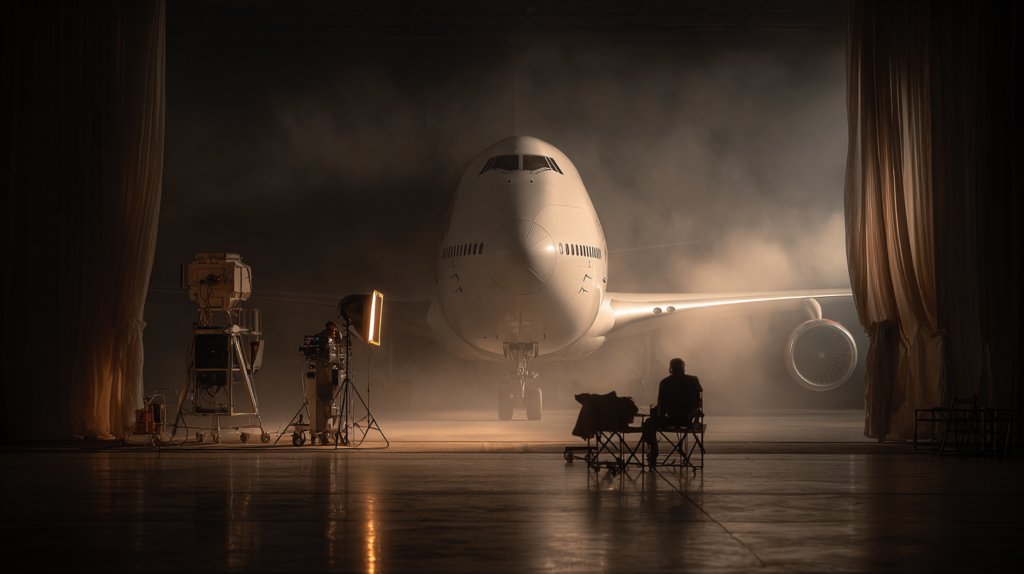 a large airplane in a hangar