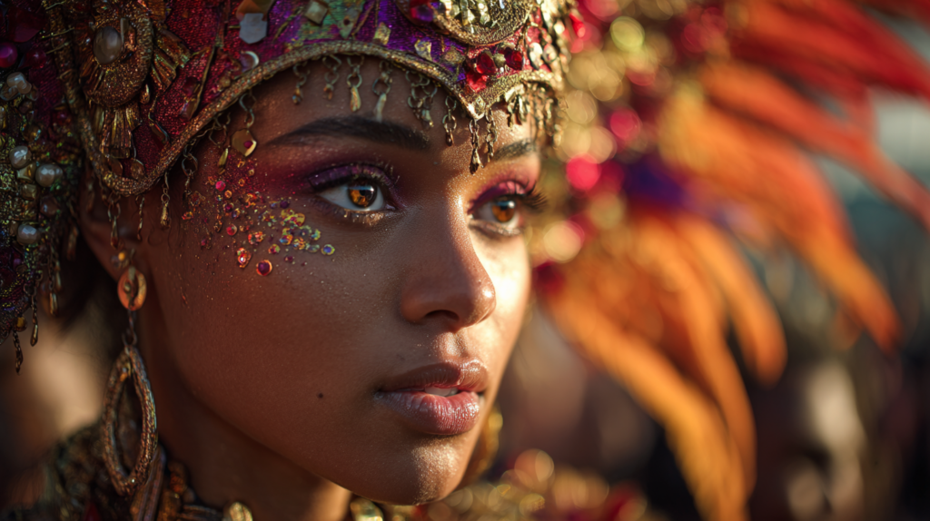 a woman wearing a headdress and a crown
