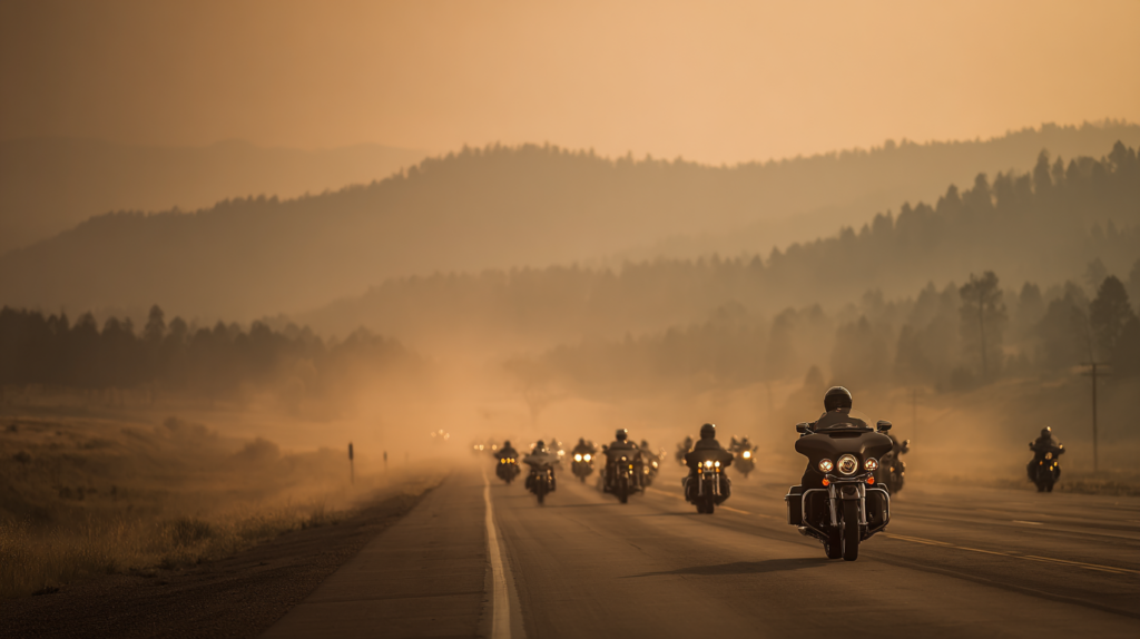 a group of motorcycles on a road