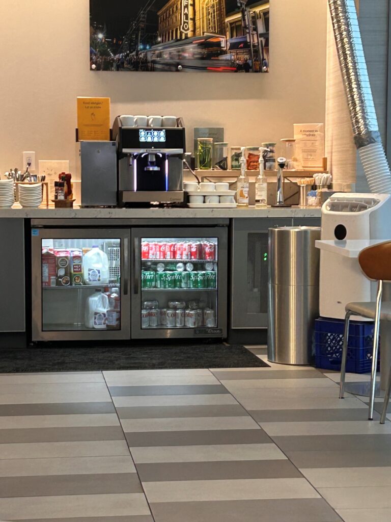a coffee machine in a room