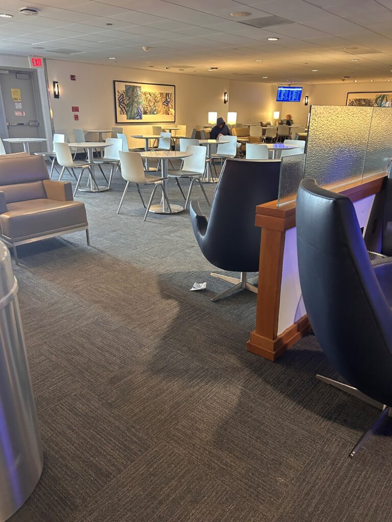 a room with tables and chairs