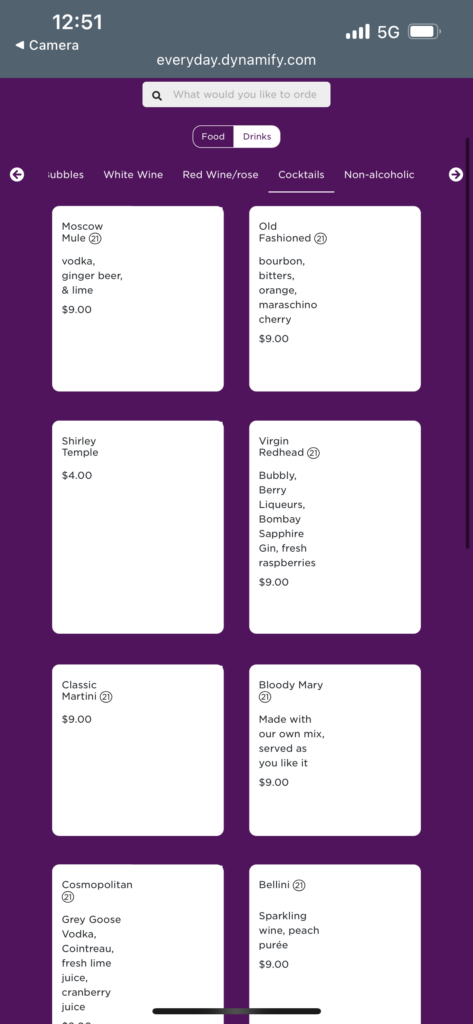 a screenshot of a menu