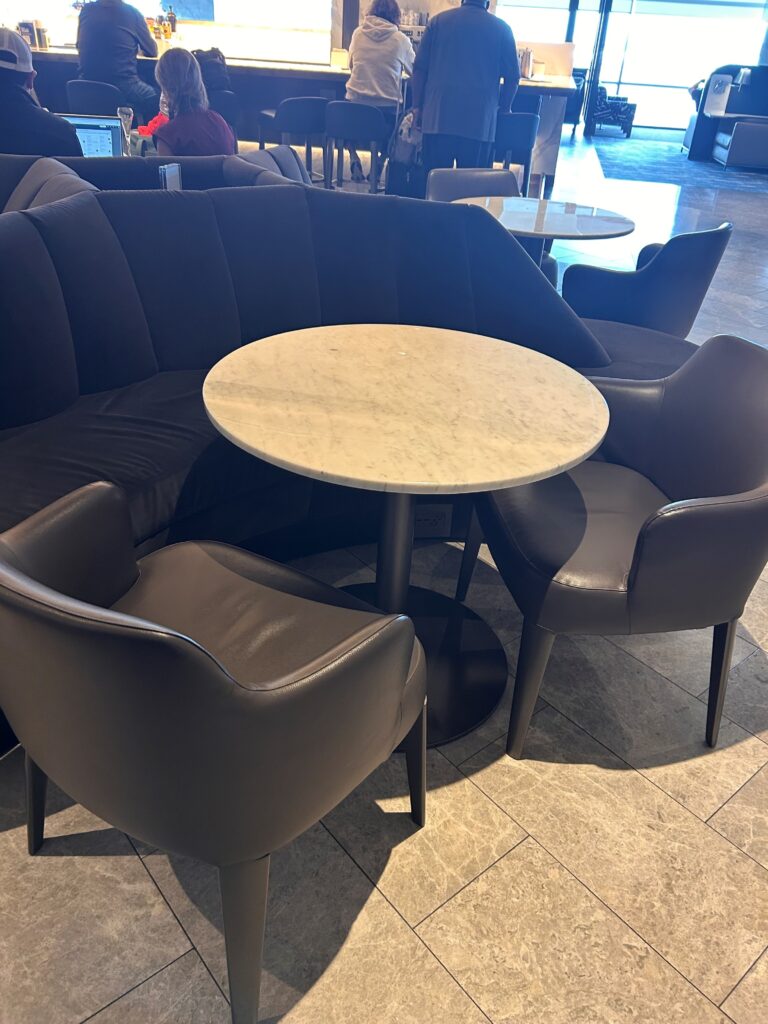 a table and chairs in a room